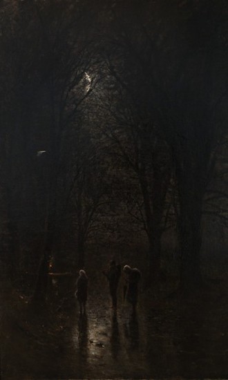  Ladislav Mednyánszky: Noční pútnici pri kríži. Cesta lesom (1880 – 1882)