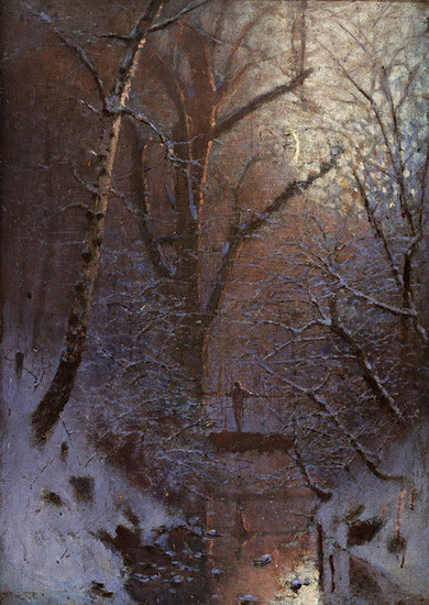 Ladislav Mednyánszky: Zimná noc. Postava na moste (1888/1888)