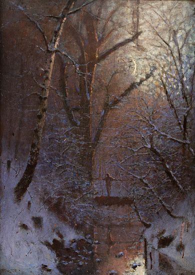 Ladislav Mednyánszky: Zimná noc. Postava na moste (1888/1888)