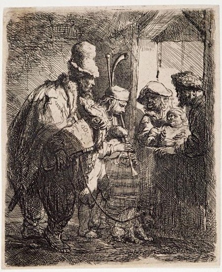 Rembrandt Harmensz. van Rijn: Potulní muzikanti. Okolo 1635. SNG