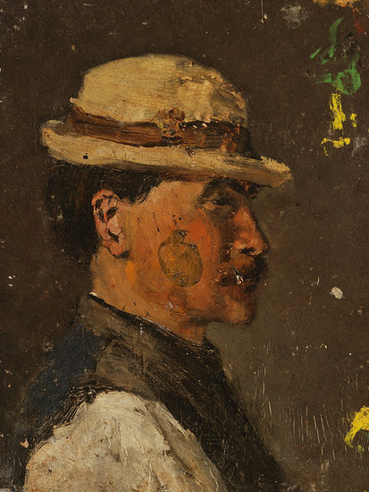Ladislav Mednyánszky: Mladý muž v bielom klobúku (1880/1900)