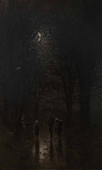Ladislav Mednyánszky: Noční pútnici pri kríži (Cesta lesom) (1880/1882)