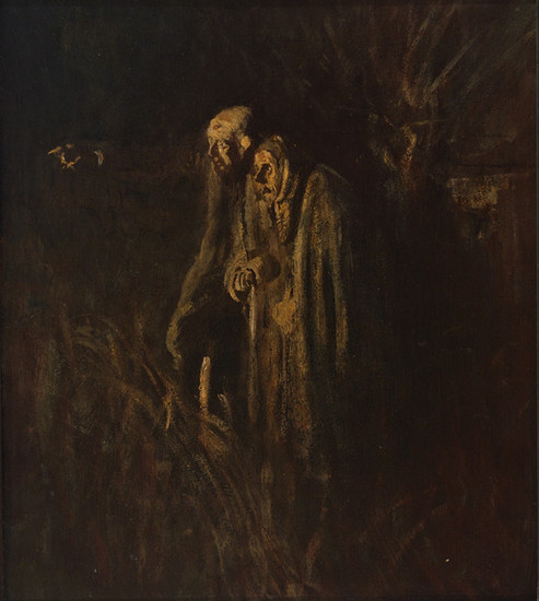 Ladislav Mednyánszky: Koniec života. Starecký pár v noci (1895/1900)