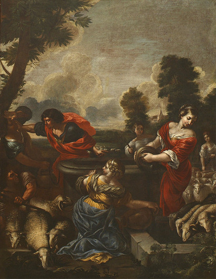Francúzsky maliar z polovice 17. storočia, Anglický maliar z konca 18. storočia: Mojžiš a Jetreho dcéry (1650/1650)