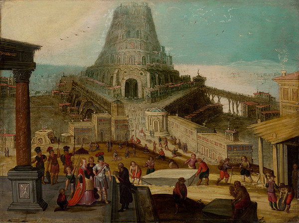 Nizozemský maliar zo začiatku 17. storočia, Louis de Caulery: Stavba babylónskej veže (1600/1620)