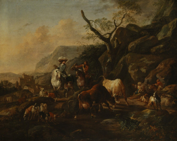 Johann Heinrich Roos: Krajina s lovcami (1678/1678)