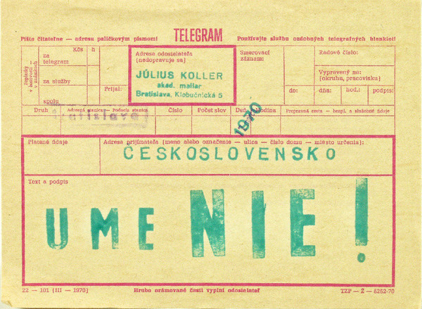Július Koller: UmeNie - telegram (1970/1970)