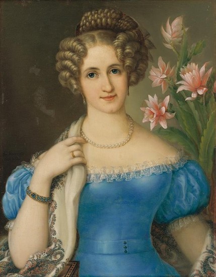 Jozef Ginovský: Podobizeň mladej dámy v modrom šate. 1826.