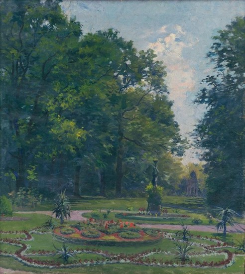 Gustáv Mallý: Park v Petržalke, olej, plátno, okolo 1911

